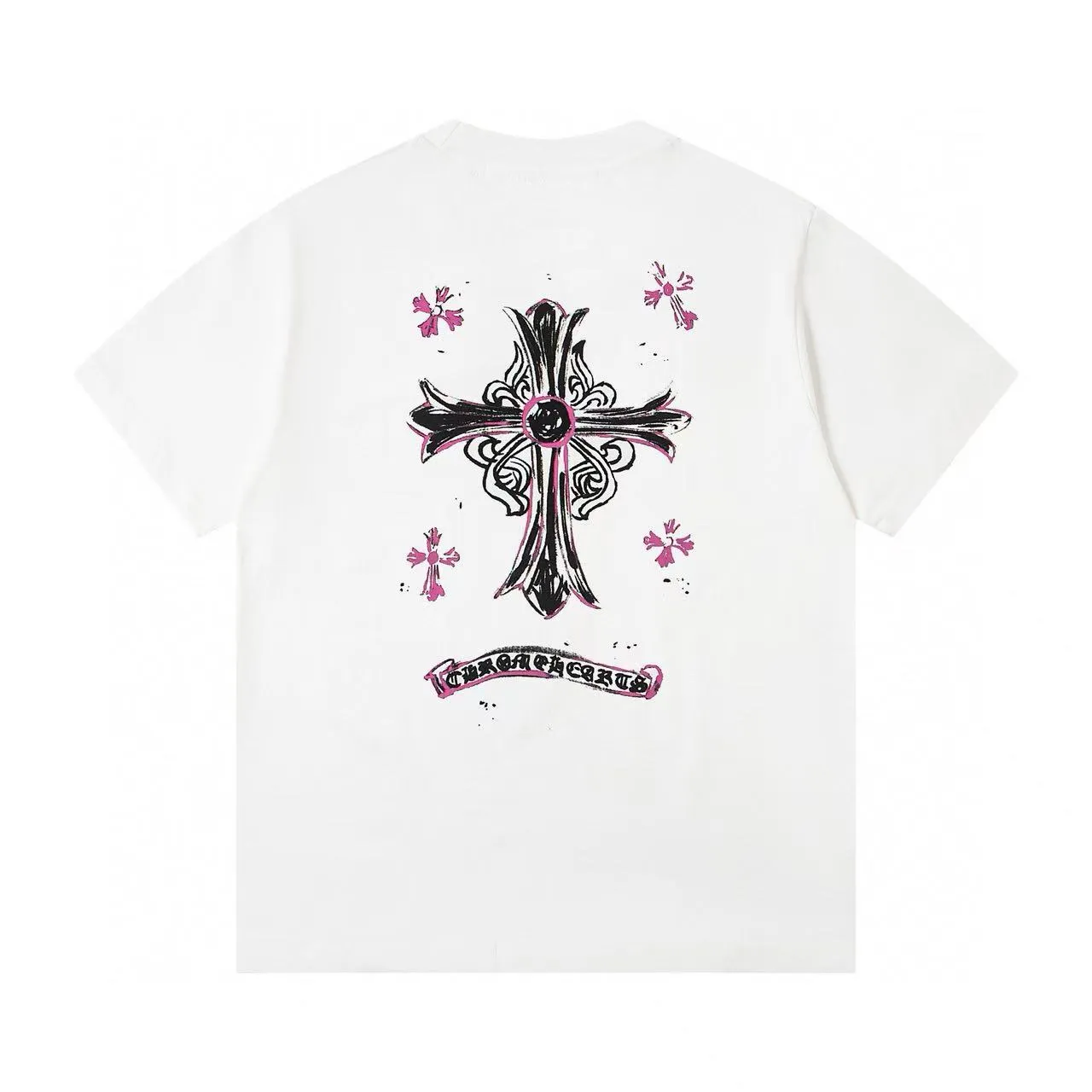 🅿️170 ChromeHearts/Chrome Hearts 25ss printed round neck T-shirt Original fabric Official same style Short-sleeved T-shirt Customized 260g same vat dyed fabric Very comfortable to the touch Latest brick cabinet synchronization for spring and summer Fashionable and individual Super versatile and good-looking Very suitable for both men and women A must-have style Tag Collar label Washed wheat Complete with three standards Color: Black White Size: XS-L